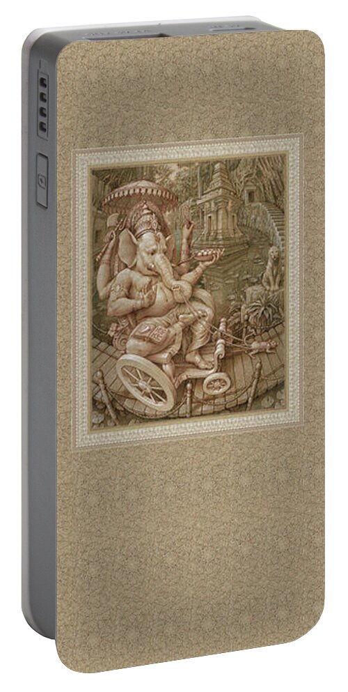 Ganesha Portable Battery Charger featuring the pastel Ganesha by Kurt Wenner