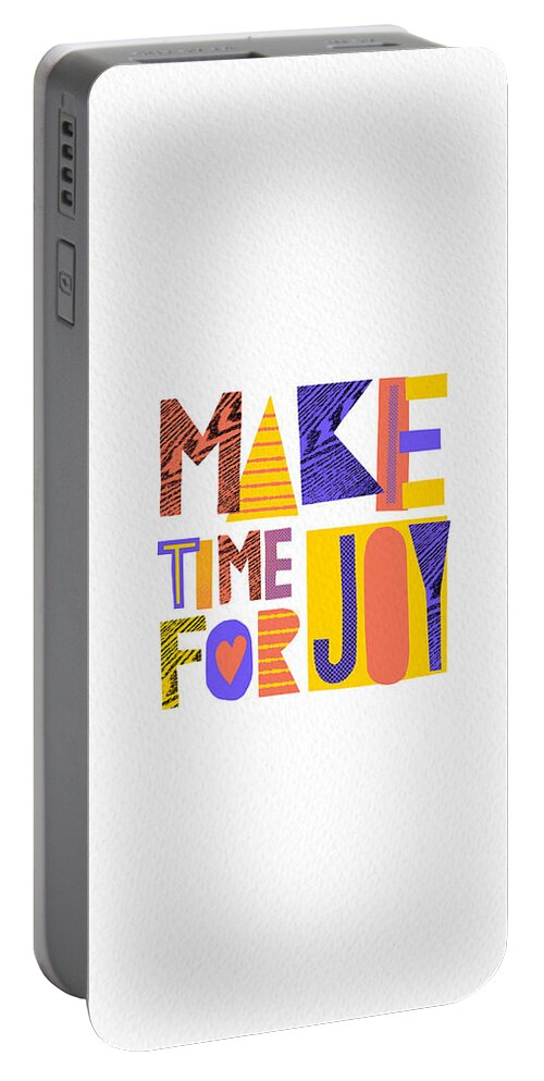 Halftone Portable Battery Charger featuring the painting Make Time for Joy - Art by Jen Montgomery by Jen Montgomery