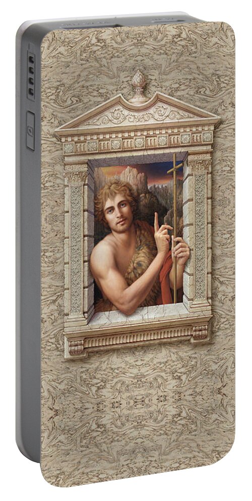 Christian Art Portable Battery Charger featuring the painting St. John the Baptist by Kurt Wenner