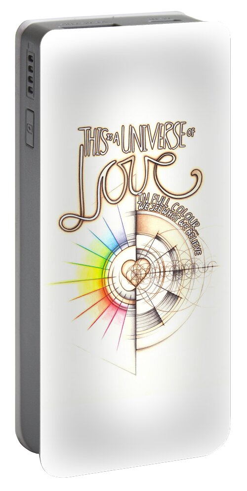 Love Portable Battery Charger featuring the drawing Intuitive Geometry Inspirational - This is a Universe of Love by Nathalie Strassburg