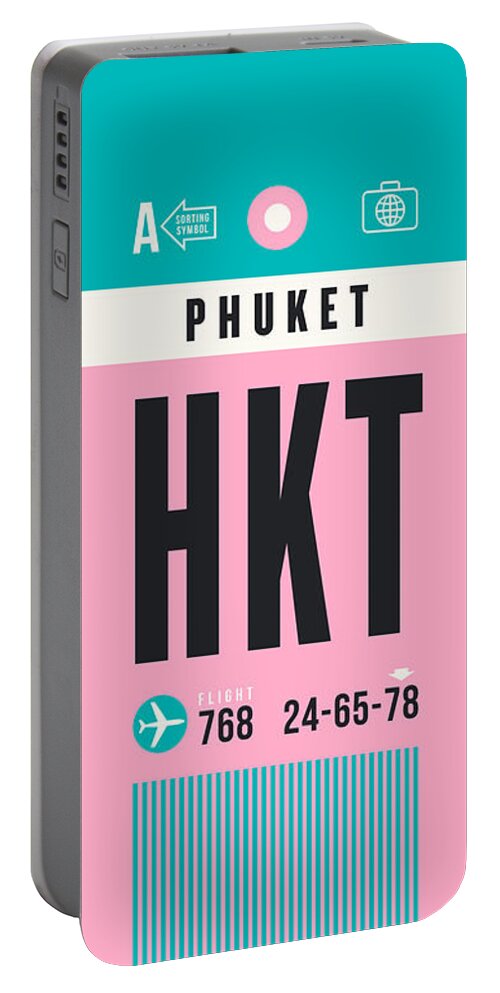 Airline Portable Battery Charger featuring the digital art Luggage Tag A - HKT Phuket Thailand by Organic Synthesis