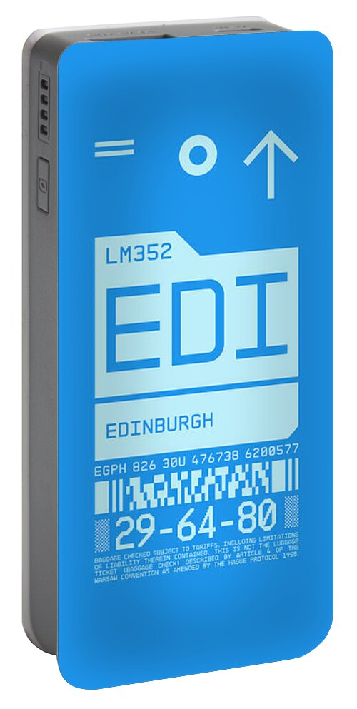 Airline Portable Battery Charger featuring the digital art Luggage Tag C - EDI Edinburgh Scotland by Organic Synthesis