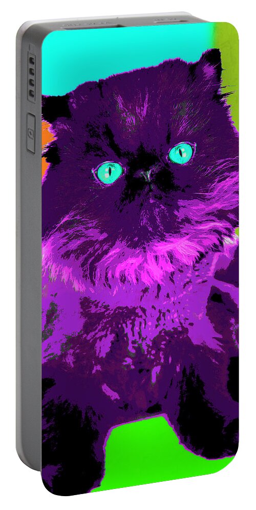 Cat Portable Battery Charger featuring the photograph PopART Persian Kitty by Renee Spade Photography