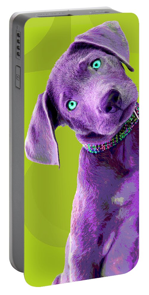 Dogs Portable Battery Charger featuring the photograph PopART Silver Lab Puppy by Renee Spade Photography