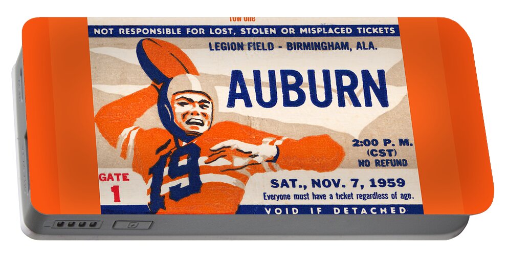 Auburn Portable Battery Charger featuring the photograph 1959 Auburn vs. Mississippi by Row One Brand