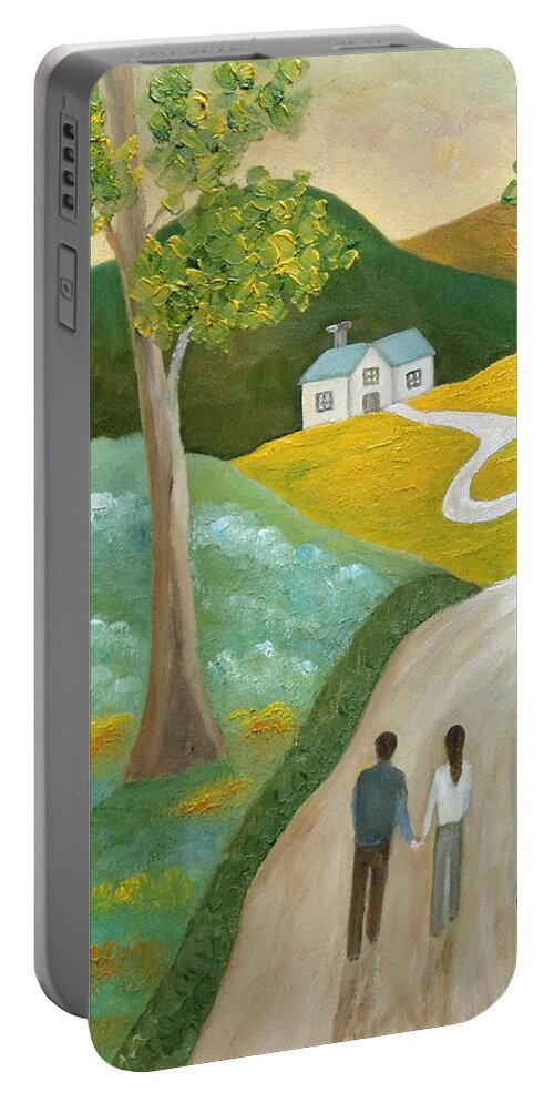 Trees Portable Battery Charger featuring the painting Bringing You Home by Angeles M Pomata