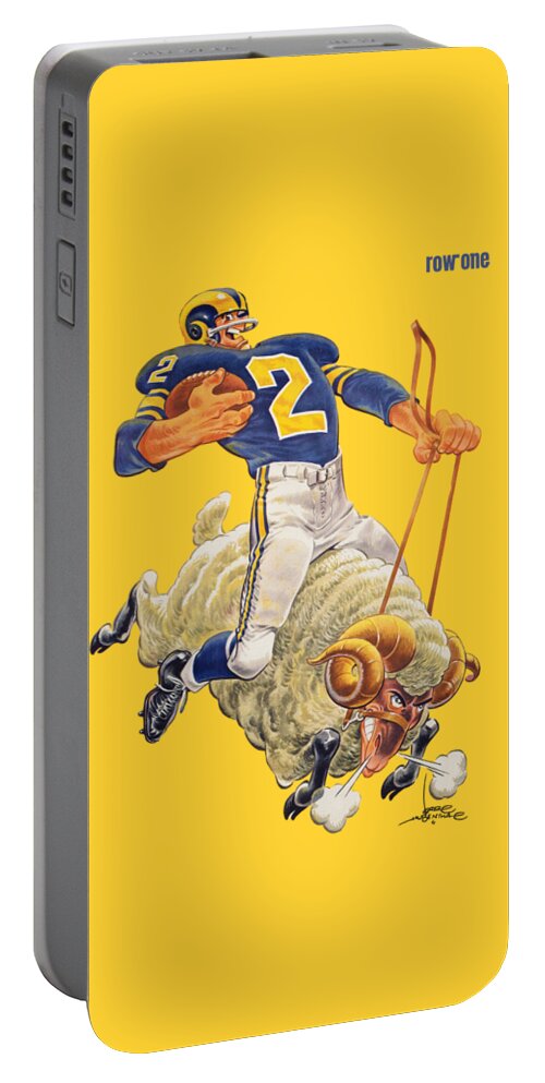 La Portable Battery Charger featuring the mixed media 1959 Los Angeles Rams Art by Row One Brand