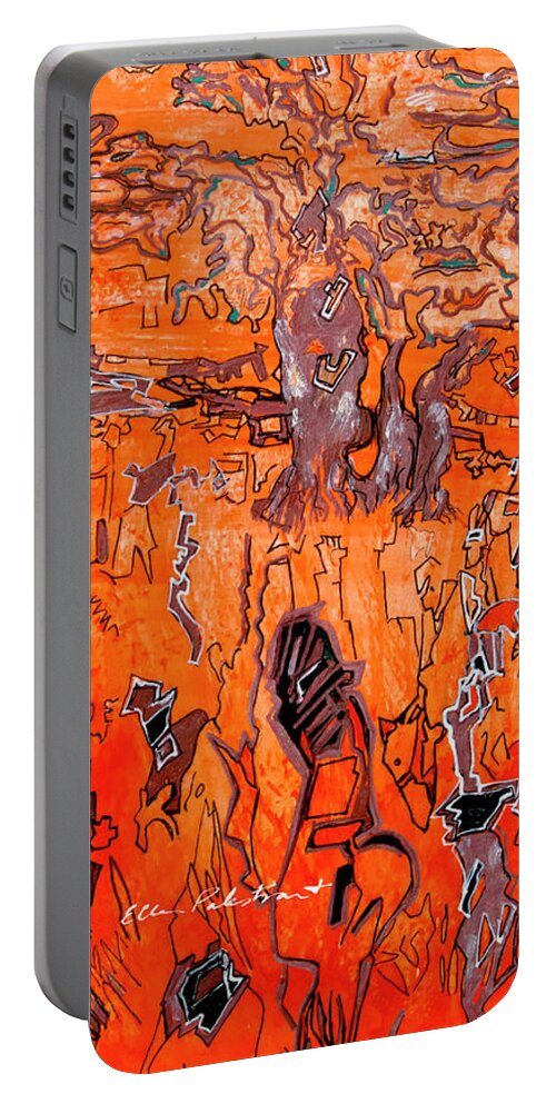Ellen Palestrant Portable Battery Charger featuring the painting Africa Meets Arizona by Ellen Palestrant