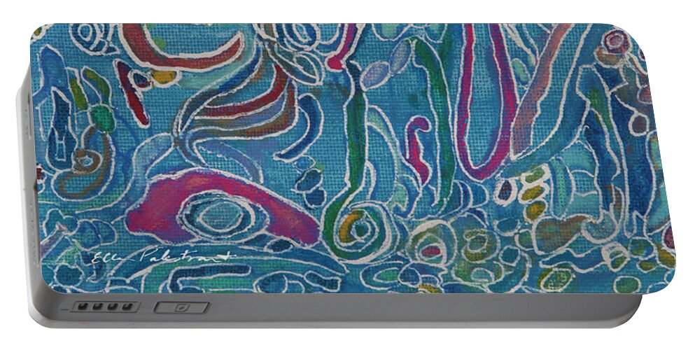Ellen Palestrant Portable Battery Charger featuring the painting Creative Bubbulation by Ellen Palestrant