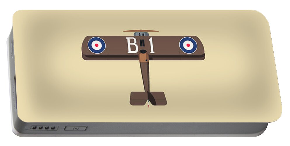 Aircraft Portable Battery Charger featuring the digital art Camel WWI Biplane Aircraft - Brown by Organic Synthesis