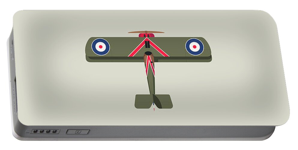 Aircraft Portable Battery Charger featuring the digital art Camel WWI Biplane Aircraft - Olive by Organic Synthesis