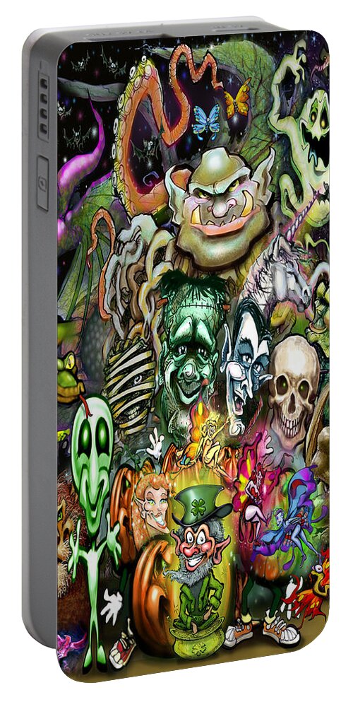 Magic Portable Battery Charger featuring the digital art Magical Creatures by Kevin Middleton