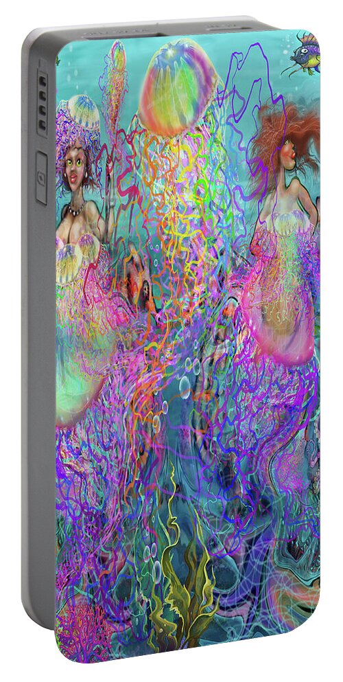 Jellyfish Portable Battery Charger featuring the digital art Mermaid Disco Dresses by Kevin Middleton
