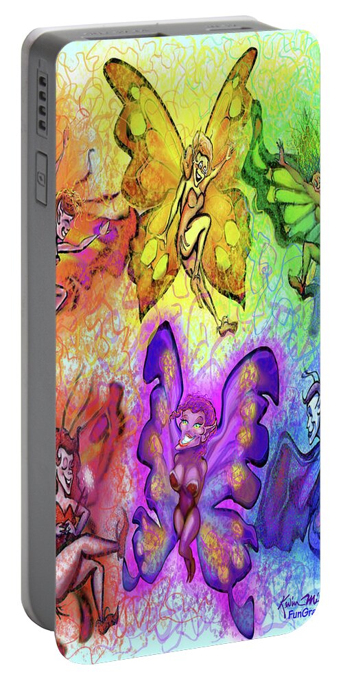 Pixie Portable Battery Charger featuring the digital art Pixie Party by Kevin Middleton