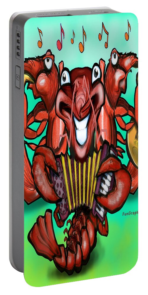 Crawfish Portable Battery Charger featuring the digital art Crawfish Band by Kevin Middleton
