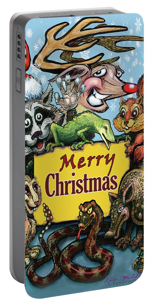 Christmas Portable Battery Charger featuring the digital art Christmas Critters by Kevin Middleton