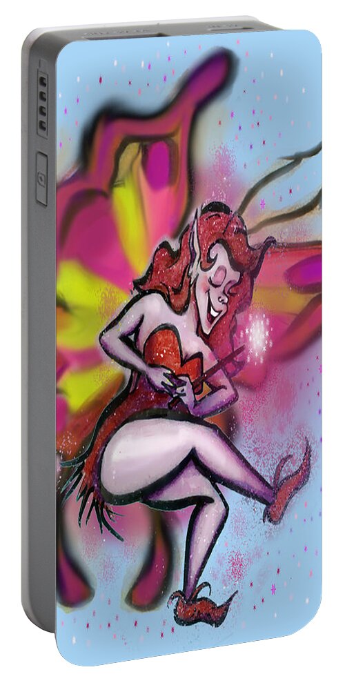 Pink Portable Battery Charger featuring the digital art Pink Faerie by Kevin Middleton