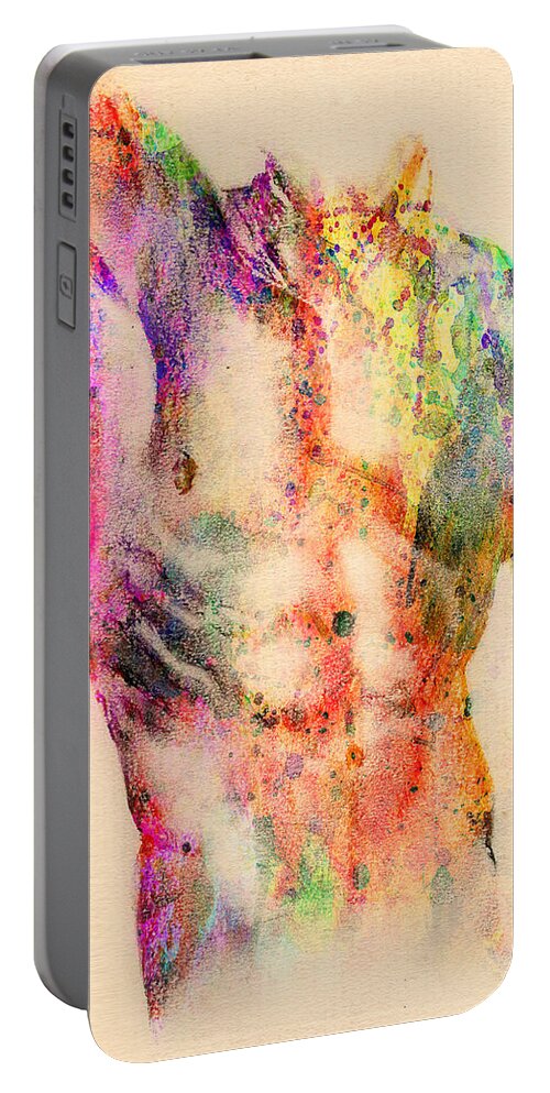 Male Nude Art Portable Battery Charger featuring the digital art Abstractiv Body by Mark Ashkenazi