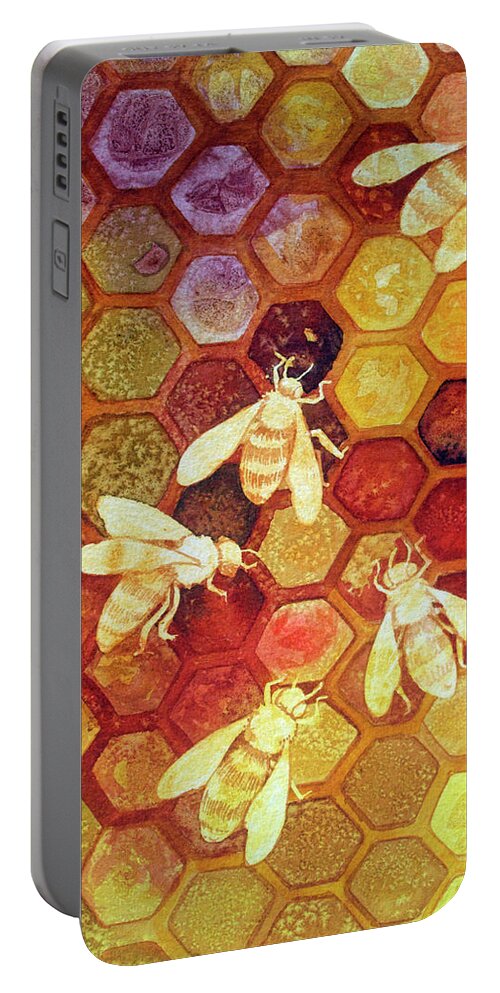  Portable Battery Charger featuring the painting As Go The Bees Study by Helen Klebesadel