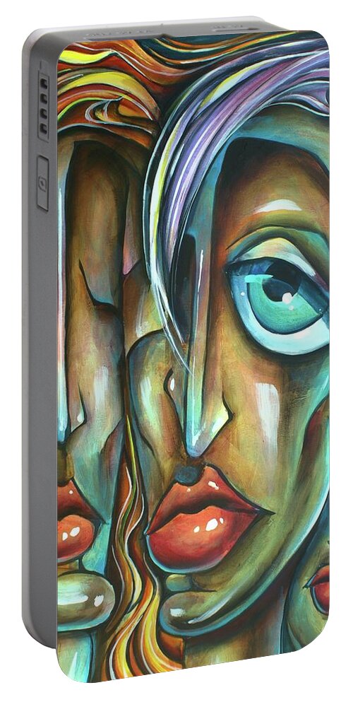 Urban Expressions Portable Battery Charger featuring the painting 'As One' by Michael Lang