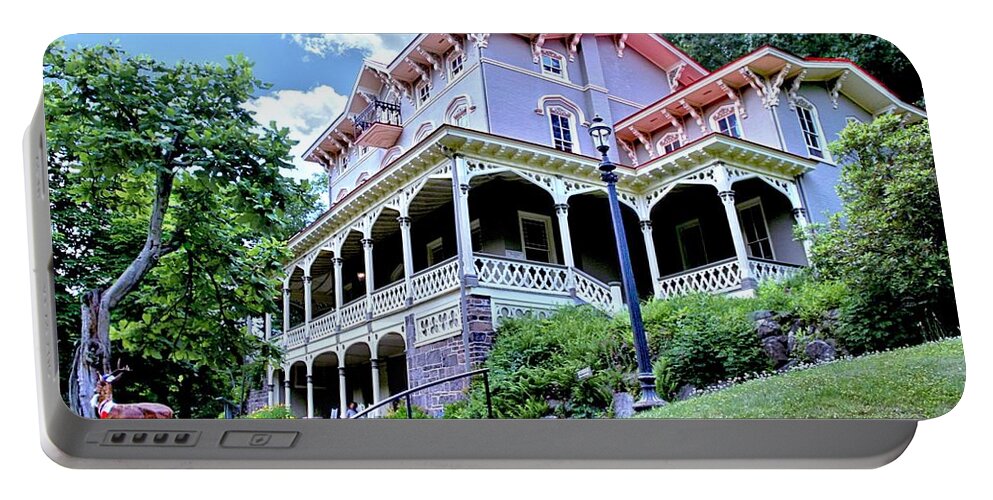 Mansion Portable Battery Charger featuring the photograph Asa Packer Mansion by DJ Florek