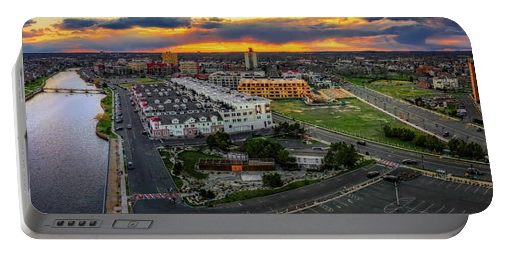 Asbury Portable Battery Charger featuring the photograph Asbury Park Aerial Pano by Susan Candelario