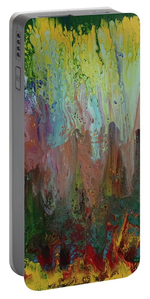 Green Portable Battery Charger featuring the mixed media Ascending by Aimee Bruno