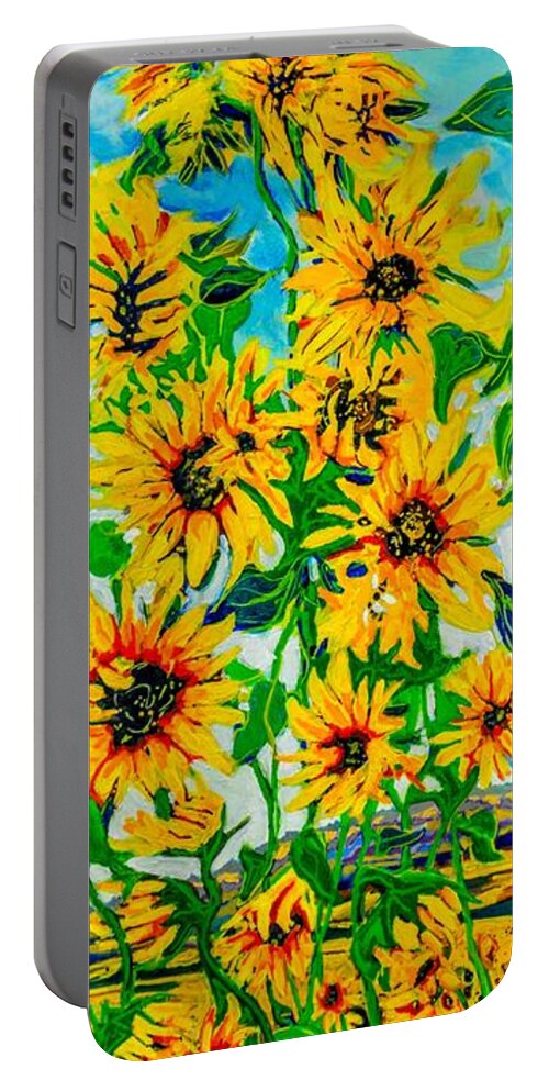 Sunflowers Portable Battery Charger featuring the painting Ashkenazi Sunflowers by Marysue Ryan