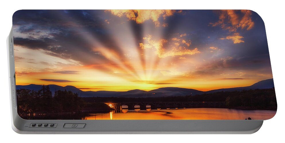 Ashokan Reservoir Portable Battery Charger featuring the photograph Ashokan Reservoir Sunset by Susan Candelario