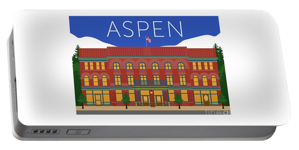 Aspen Hotel Jerome Colorado Portable Battery Charger featuring the digital art Aspen Hotel Jerome Blue by Sam Brennan
