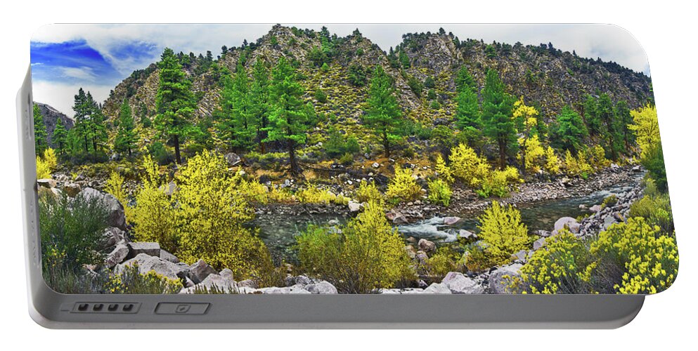 Aspens Portable Battery Charger featuring the photograph Aspen Lined River, Walker River, Eastern Sierras, Nevada/California by Don Schimmel