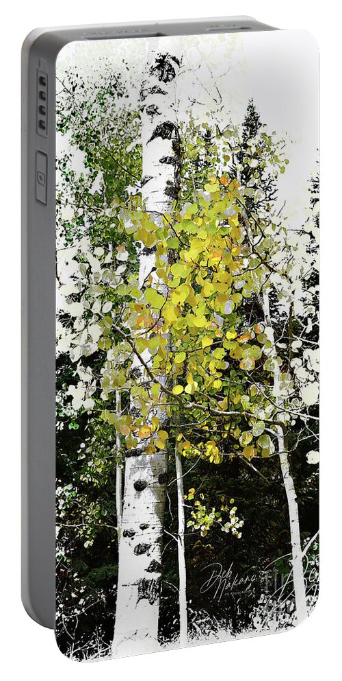 Aspens Portable Battery Charger featuring the digital art Aspens Dissolved by Deb Nakano