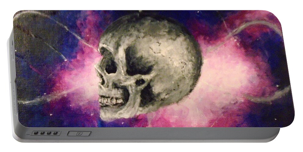 Skull Portable Battery Charger featuring the painting Astral Projections by Jen Shearer