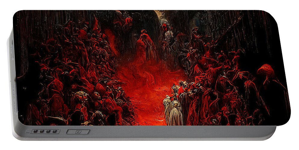 Hell Portable Battery Charger featuring the painting At the Gates of Hell, 08 by AM FineArtPrints