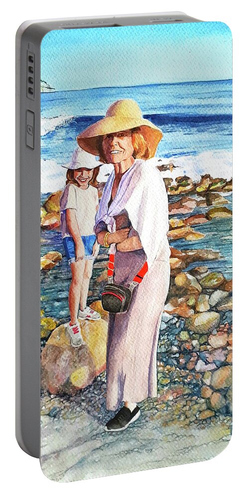 Seashore Portable Battery Charger featuring the painting At the seashore. Granada. Spain. by Carolina Prieto Moreno
