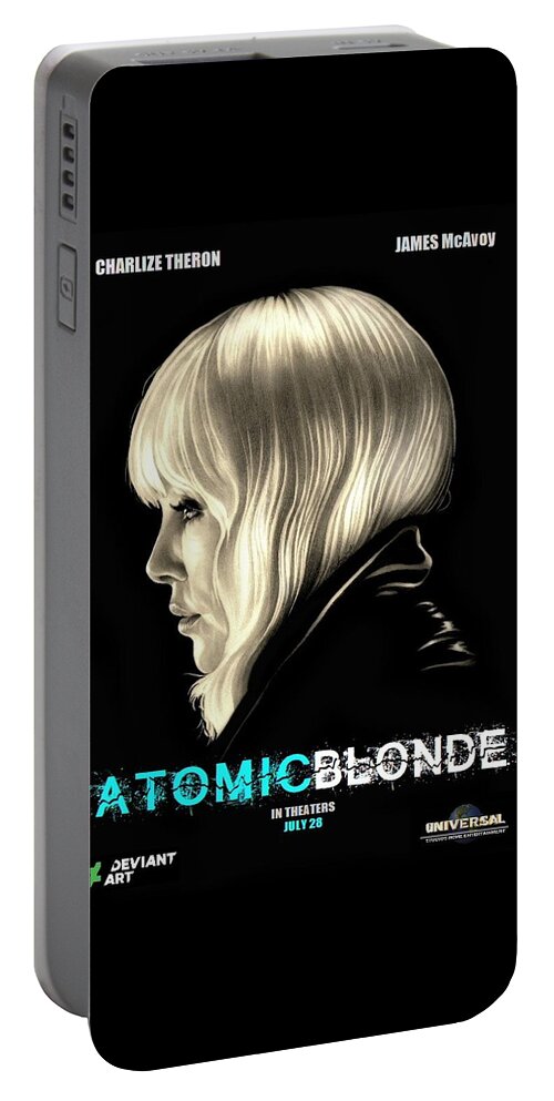 Atomic Blonde Portable Battery Charger featuring the drawing Atomic Blonde by Fred Larucci