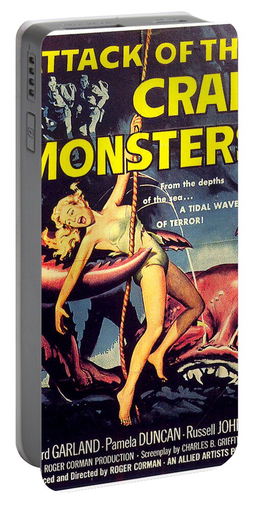Attack Portable Battery Charger featuring the mixed media ''Attack of the Crab Monsters'' movie poster 1957 by Stars on Art