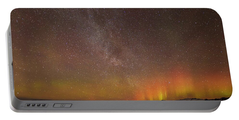 Iceland Portable Battery Charger featuring the photograph Aurora and milky way, Iceland by Neale And Judith Clark