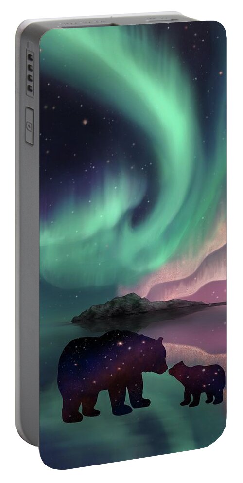 Aurora Borealis Portable Battery Charger featuring the painting Aurora Bearealis by Rachel Emmett