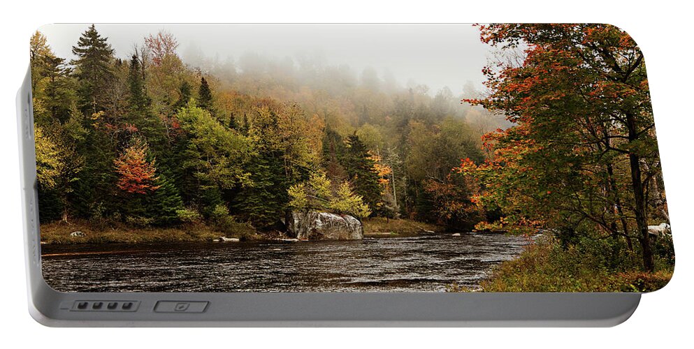 River Portable Battery Charger featuring the photograph Ausable River In Lake Placid by Carolyn Ann Ryan