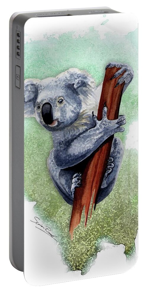 Art Portable Battery Charger featuring the painting Australian Koala by Simon Read