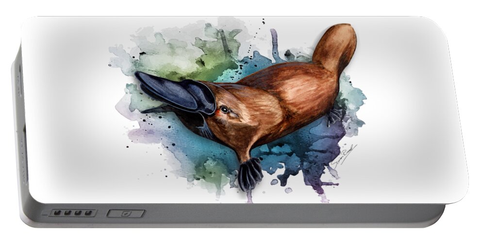 Art Portable Battery Charger featuring the painting Australian Platypus by Simon Read