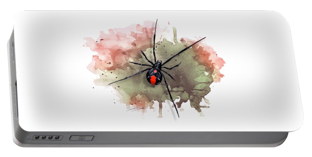 Art Portable Battery Charger featuring the painting Australian Redback Spider by Simon Read