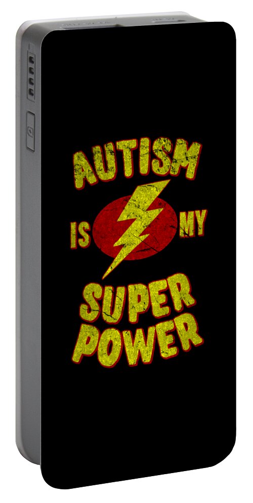 Autism Portable Battery Charger featuring the digital art Autism Is My Superpower Retro by Flippin Sweet Gear