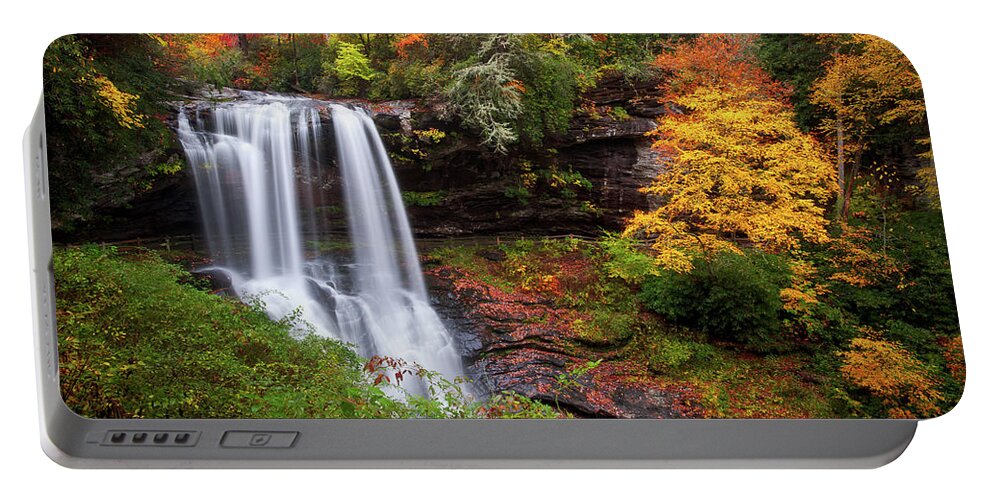 Waterfalls Portable Battery Charger featuring the photograph Autumn at Dry Falls - Highlands NC Waterfalls by Dave Allen
