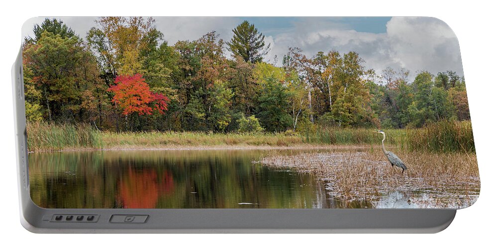Autumn Portable Battery Charger featuring the photograph Autumn Blue Heron by Patti Deters