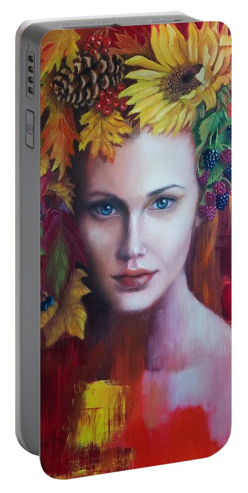 Autumn Portable Battery Charger featuring the painting Autumn by Caroline Philp