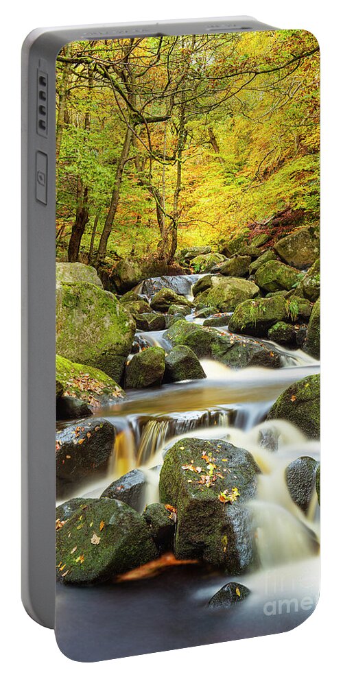 Autumn Colours Portable Battery Charger featuring the photograph Autumn colours, Burbage Brook, Padley Gorge, Peak District National Park, Derbyshire, England by Neale And Judith Clark