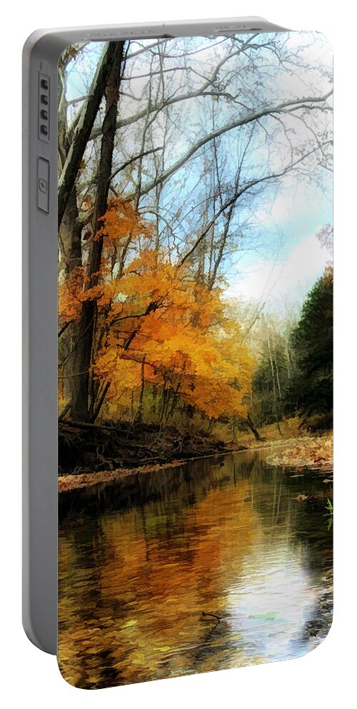 Creek Portable Battery Charger featuring the photograph Autumn Creek by Linda Shannon Morgan