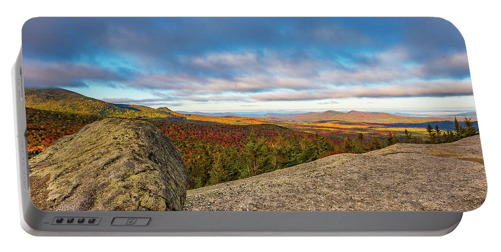New Hampshire Portable Battery Charger featuring the photograph Autumn Erratic, Middle Sugarloaf. by Jeff Sinon